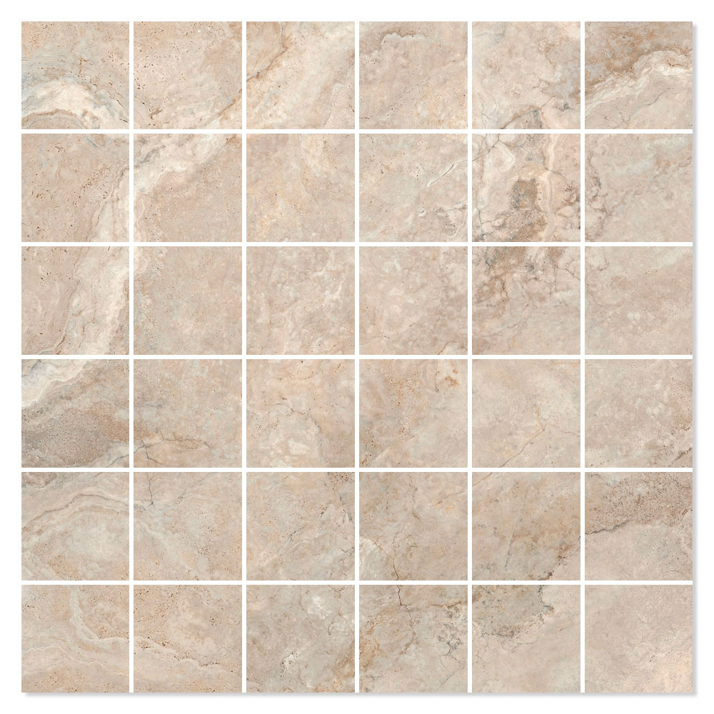 Marmor Mosaikkflis Ardesie Beige Polert 30x30 (5x5) cm